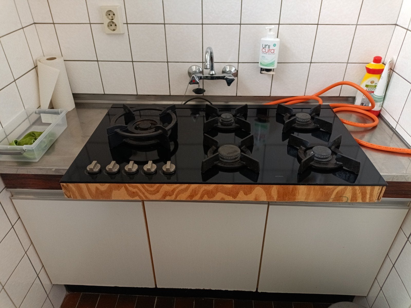 5-pits gasfornuis ATAG / flessengas butaan propaan lpg, Gebruikt, 60 cm of meer, Ophalen of Verzenden, Inbouw