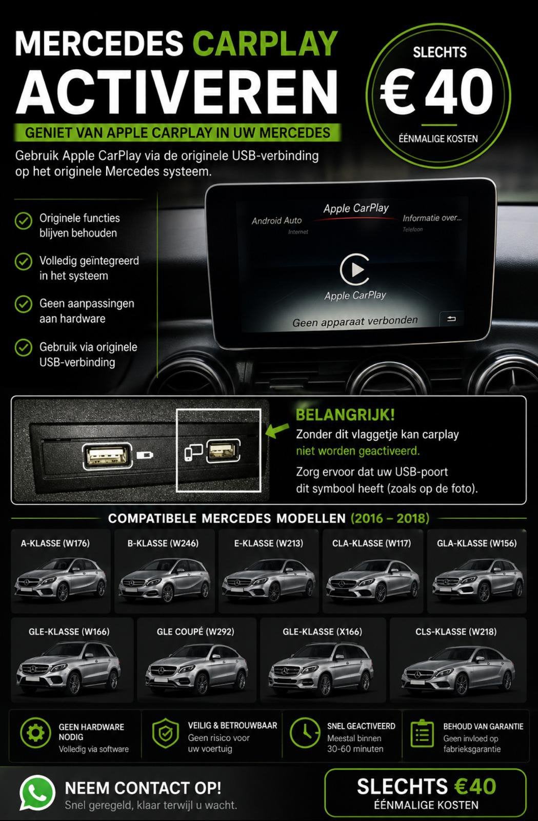 Mercedes Carplay Activeren, Auto diversen, Autoradio's, Zo goed als nieuw, Ophalen of Verzenden