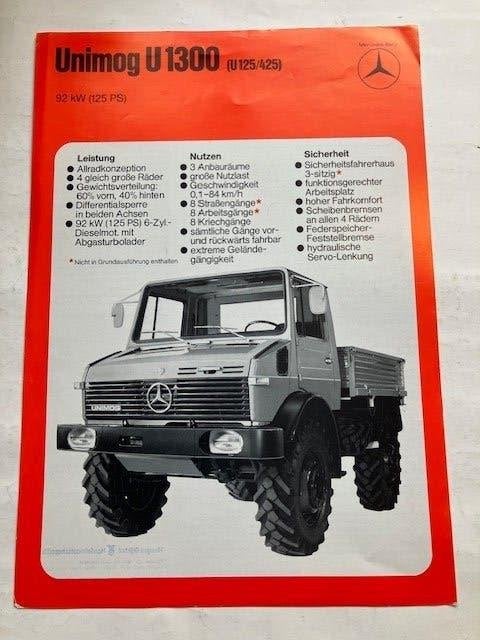 Mercedes-Benz Unimog U1300 (U125/425) Leaflet, Gelezen, Mercedes-Benz, Mercedes, Ophalen of Verzenden