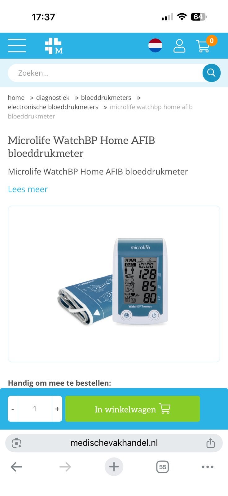 Microlife  bloeddrukmeter medische, Ophalen of Verzenden, Zo goed als nieuw, Overige typen