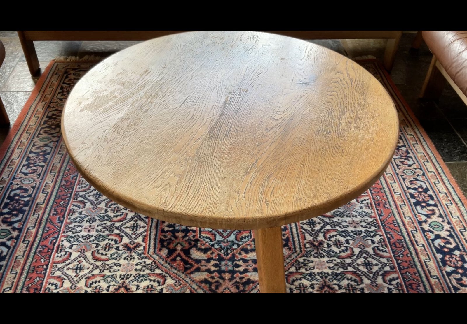 Eikenhouten ronde salontafel, Ophalen, Gebruikt, 50 tot 100 cm, Landelijk