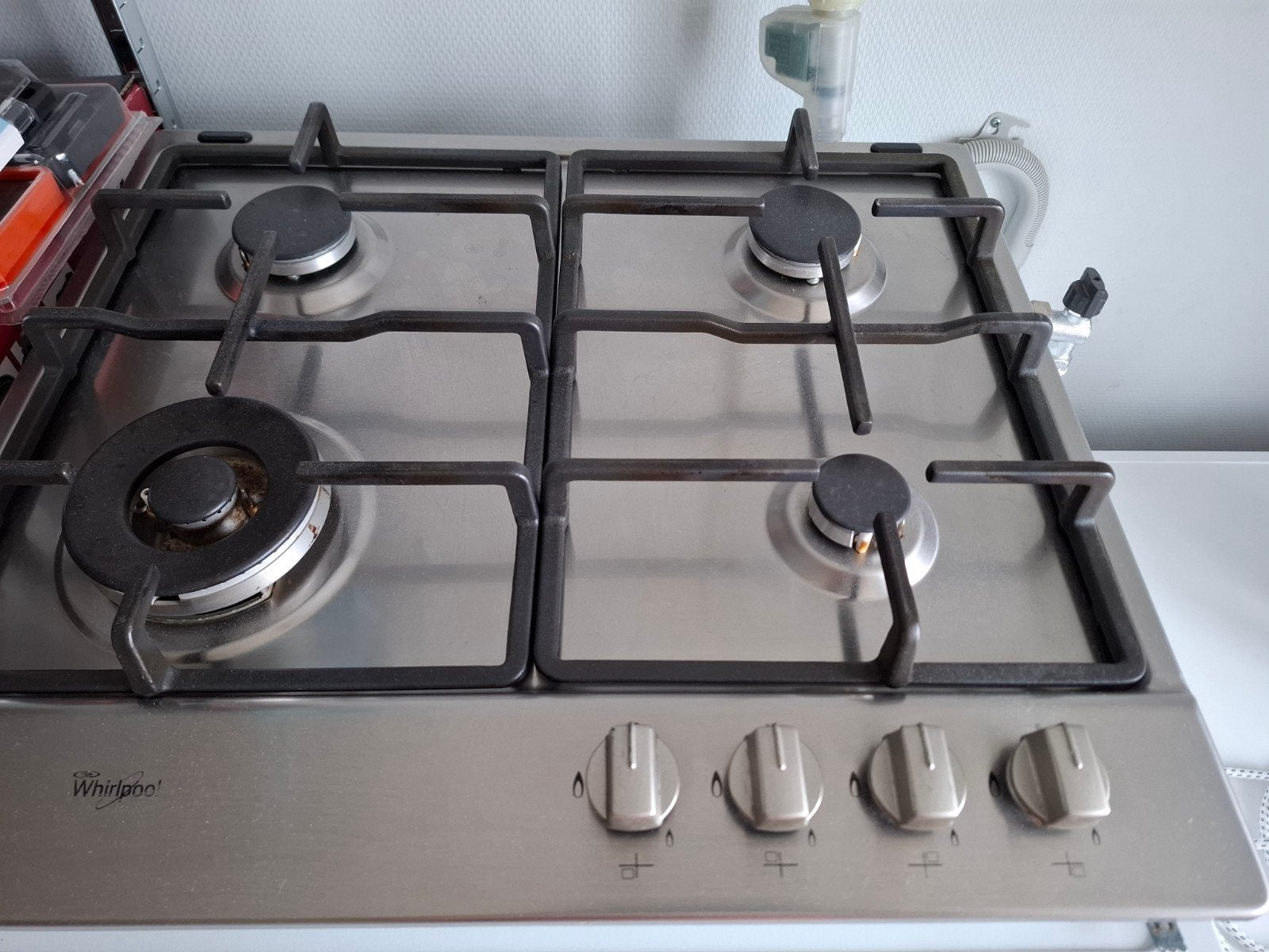 Whirlpool gasfornuis 4-pits - 54,5 cm breed x 49 cm diep, Witgoed en Apparatuur, Kookplaten, Gebruikt, Inbouw, Gas, 4 kookzones