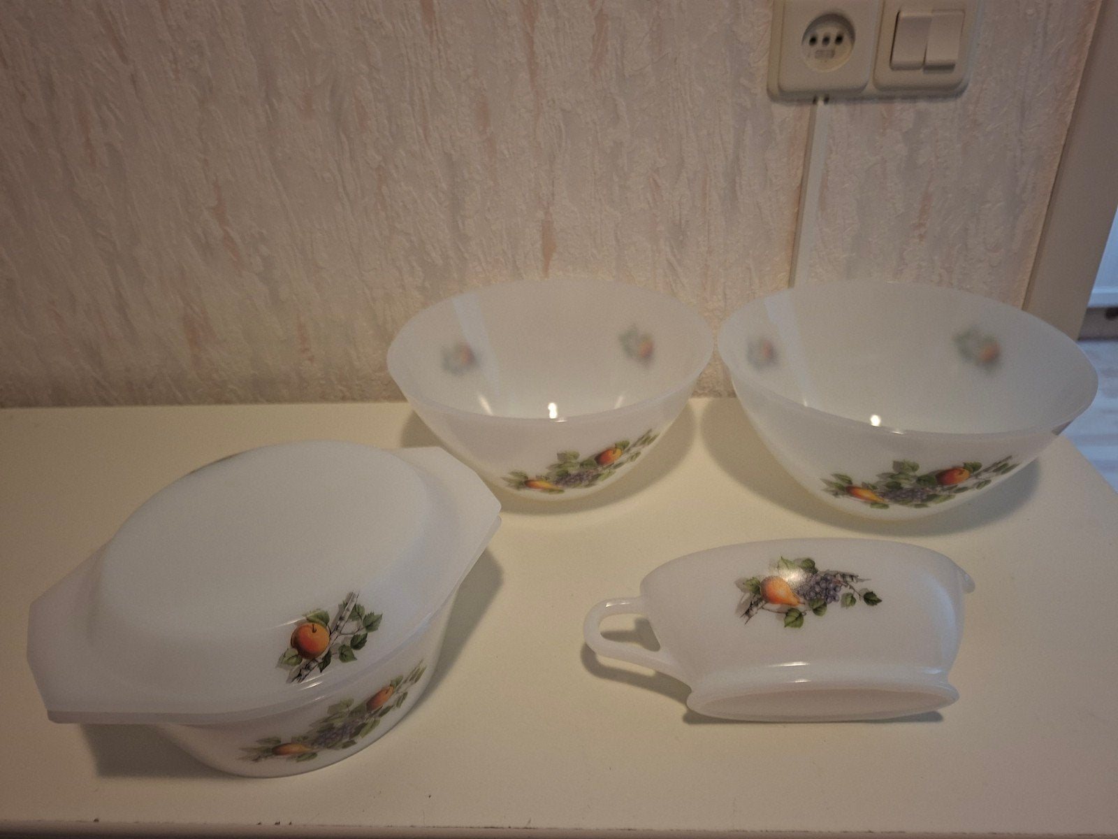 Vintage Pyrex Fruits Servies Set - 4 Delen, Ophalen