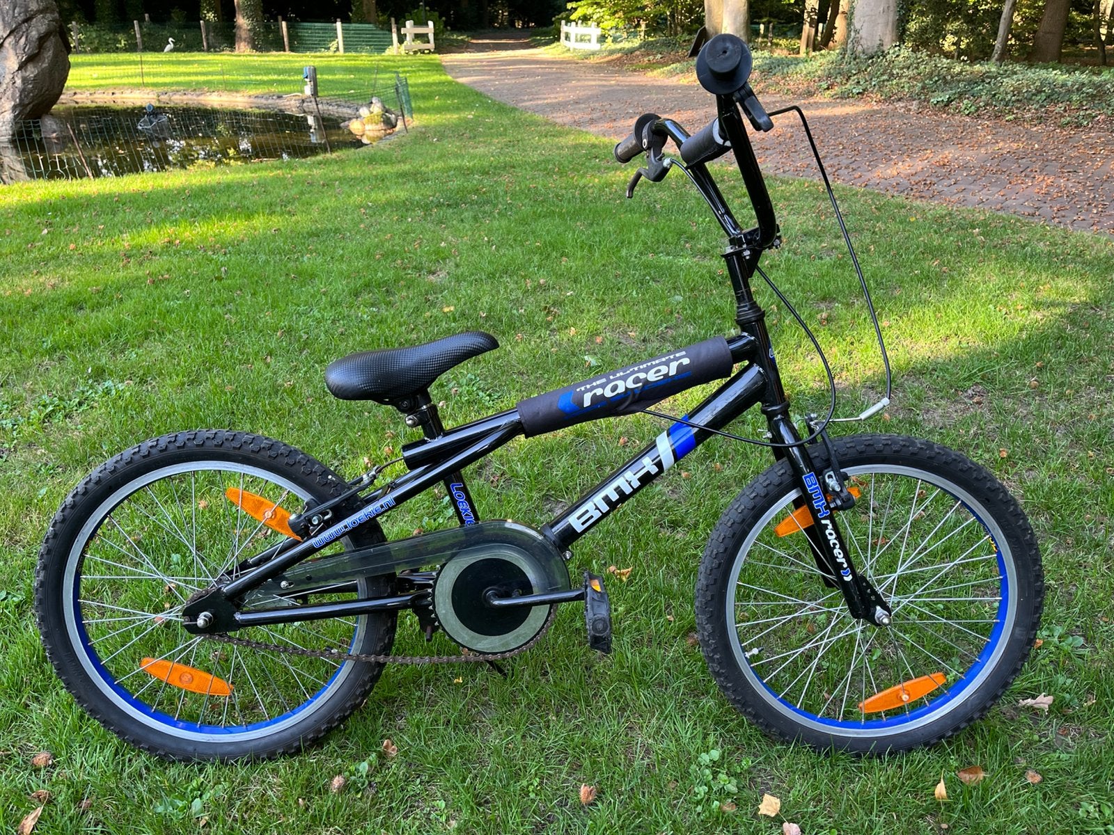 Loekie BMX Racer 20 inch fiets blauw zwart, Ophalen, Staal, Stuur 360° draaibaar, 16 tot 20 inch