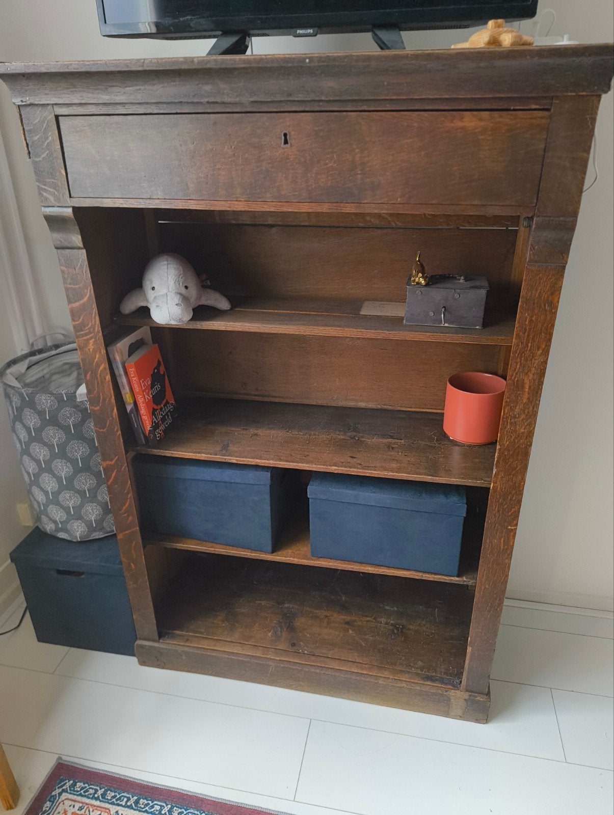 Antieke/oude (boeken)kast met lade, Ophalen