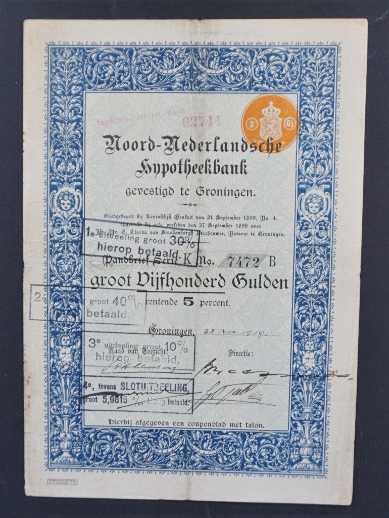 N.V. Noord-Nederlandsche Hypotheekbank te Groningen 1919, Verzenden, Voor 1920, Obligatie of Lening