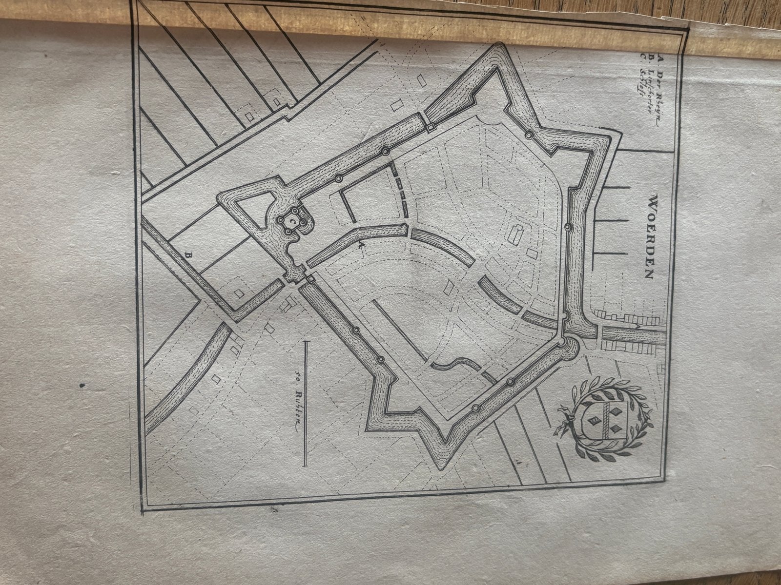 Historische kaart van Woerden en Roerordt, 17e eeuw, Gelezen, Voor 1800, Ophalen of Verzenden, Landkaart
