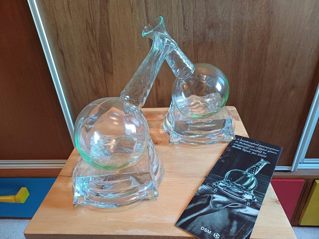 borek sipek boheems kristal karaf en koeler, Glas, Wit, 28 cm, Object