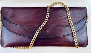 Lederen unieke enveloptas, choco bruin, vintage, prima staat, Ophalen of Verzenden, Zo goed als nieuw, Bruin, Schoudertasje