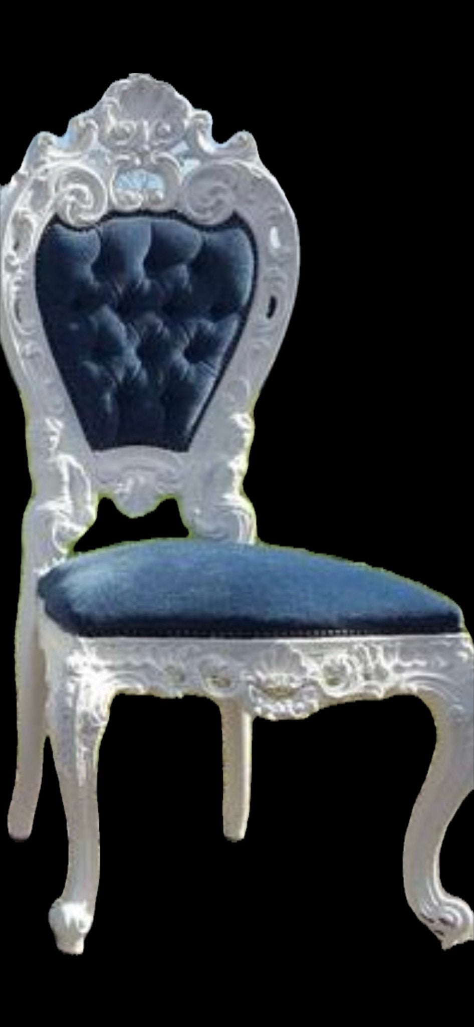 4 Barok Eetkamerstoelen - Wit met Blauwe Bekleding, Antiek en Kunst, Antiek | Meubels | Stoelen en Banken, Ophalen
