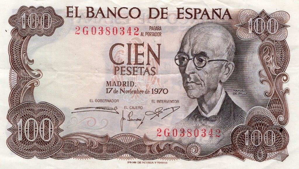 Bankbiljet:  Spanje 100 pesetas, 17/11-1970, Postzegels en Munten, Bankbiljetten | Europa | Niet-Eurobiljetten, Verzenden, Overige landen
