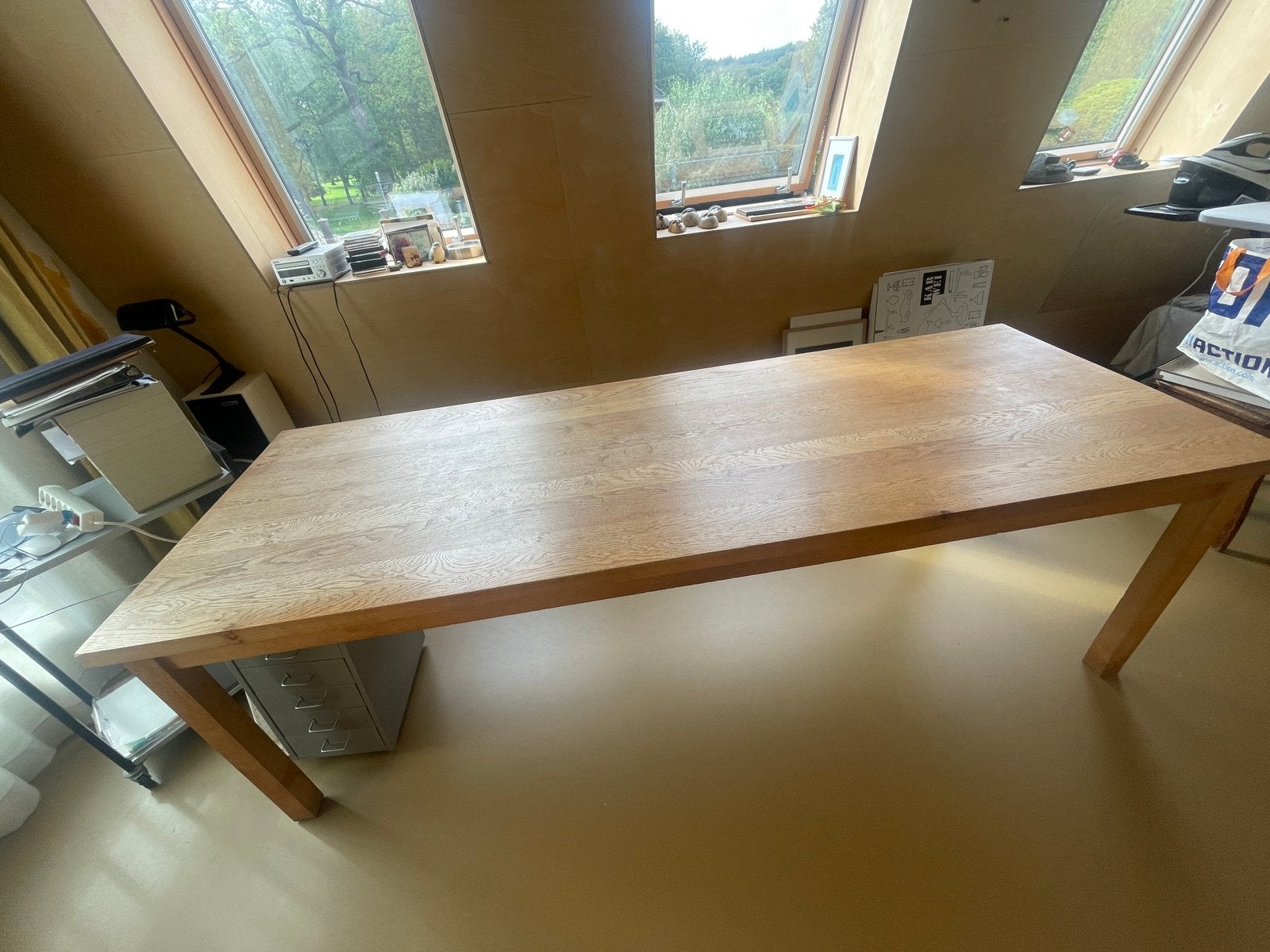 Grote eikenhouten tafel, Ophalen, Strak, Gebruikt, Eikenhout