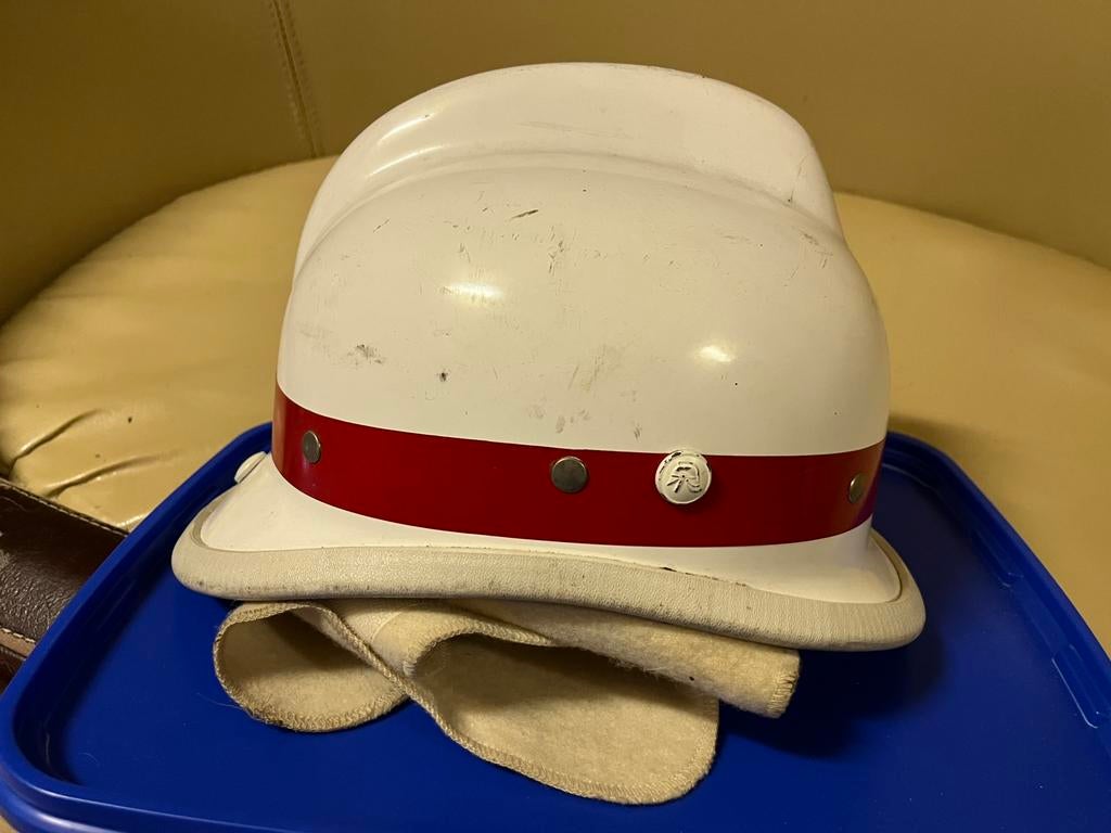 vintage brandweerhelm wit, Ophalen of Verzenden, Overige soorten, Nederland