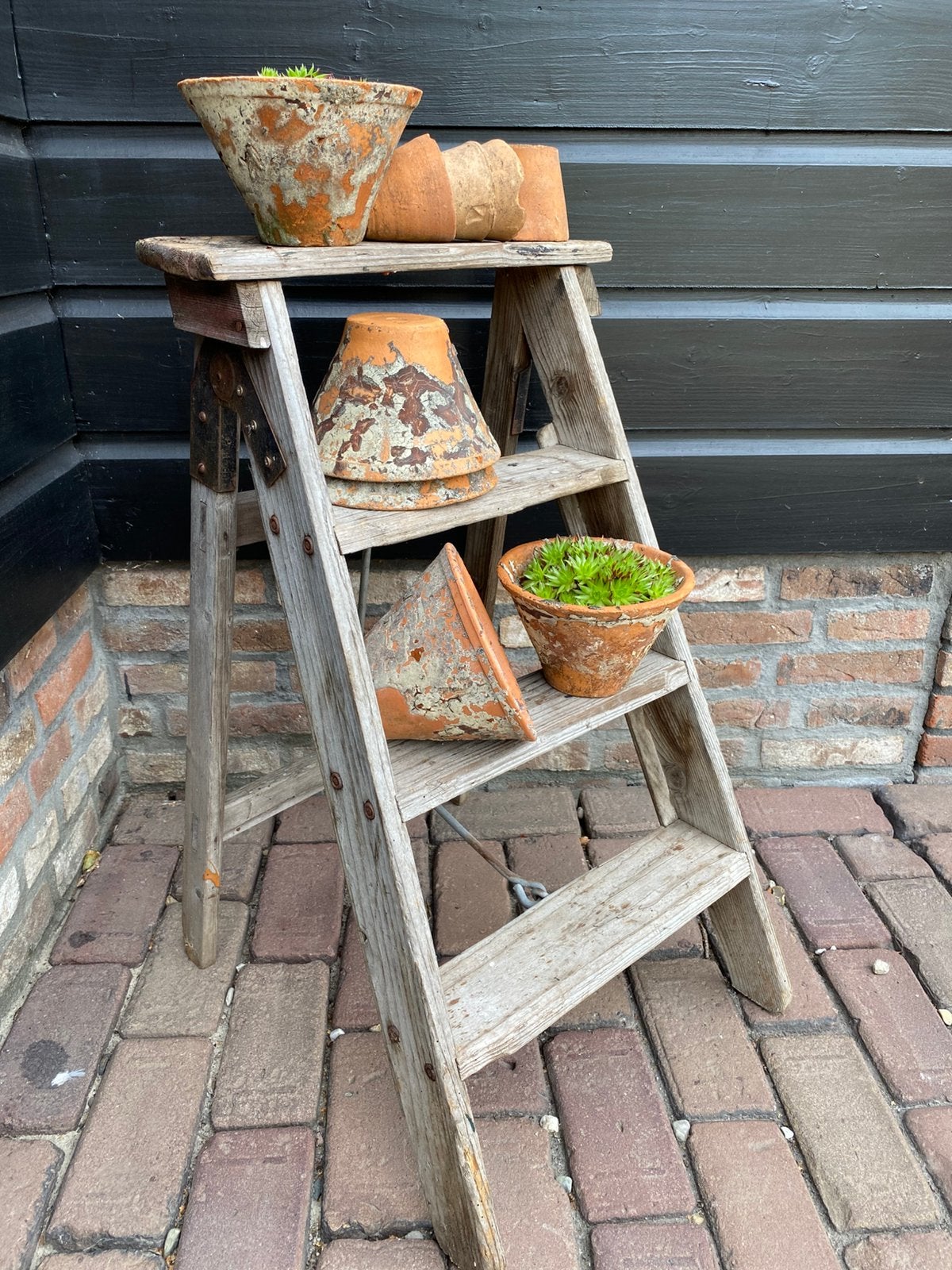 Vintage rustiek houten trapje, 72 cm, Ophalen