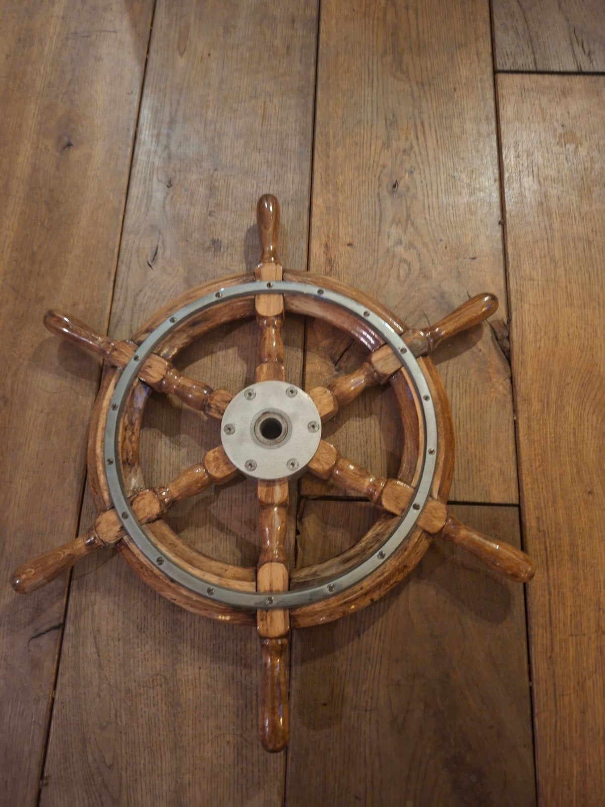 Decoratief scheepsroer van hout en metaal, Ophalen of Verzenden