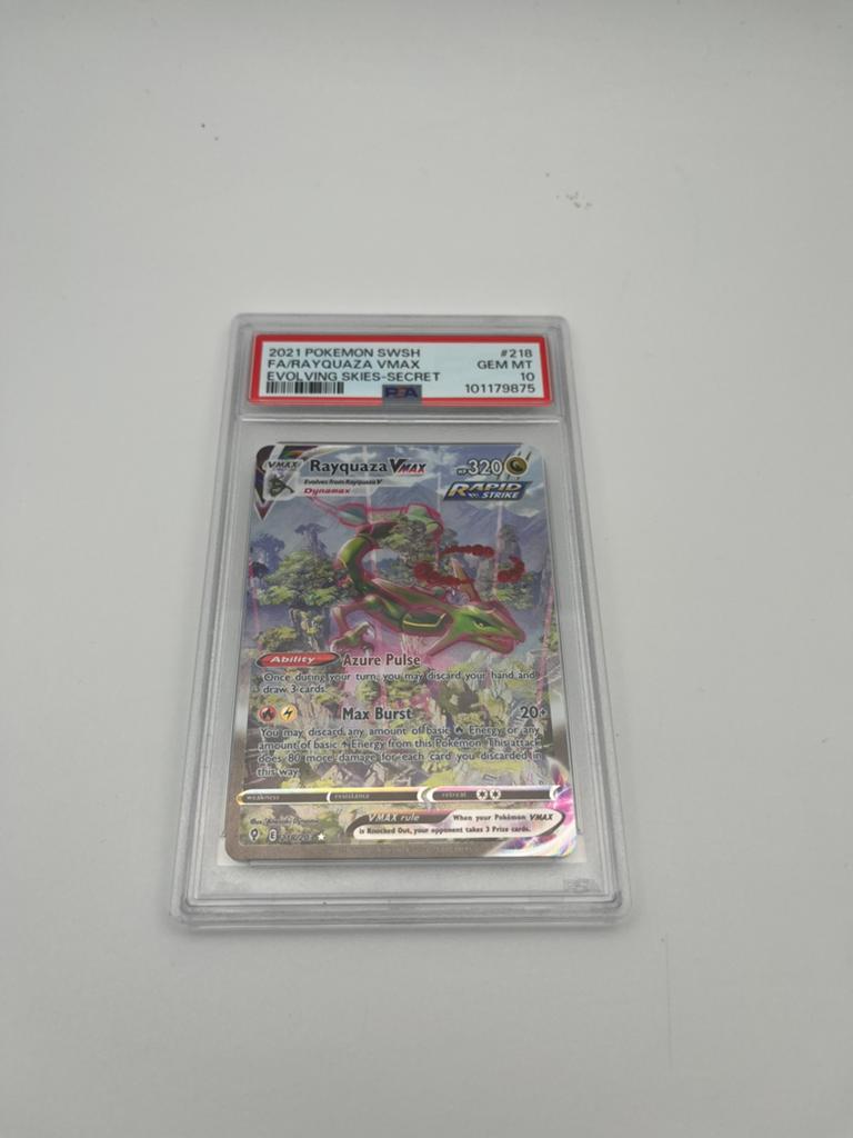 Rayquaza vmax 218 - psa 10, Hobby en Vrije tijd, Verzamelkaartspellen | Pokémon, Ophalen of Verzenden, Zo goed als nieuw