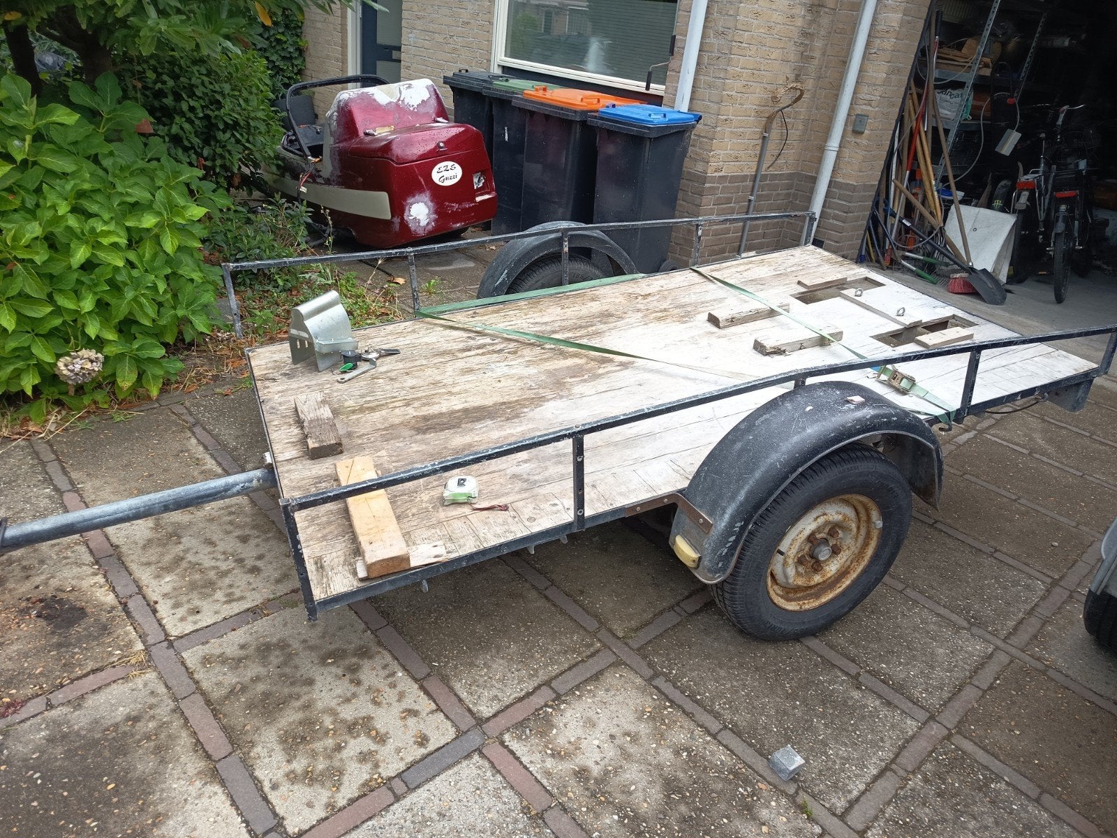 Grote platte aanhanger gegalvaniseerd, Auto diversen, Aanhangers en Bagagewagens, Ophalen, Gebruikt