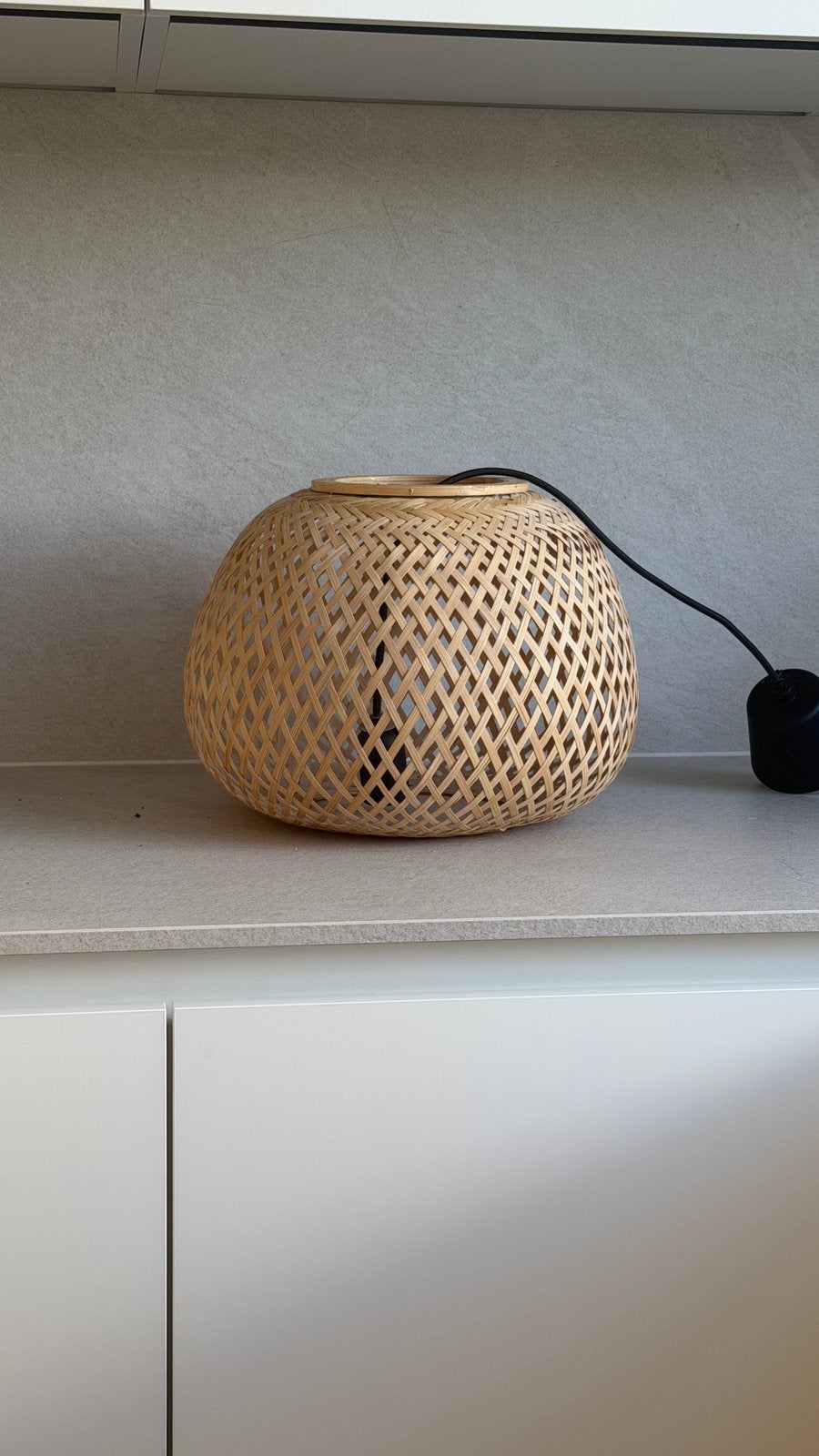 Bamboe hanglamp 35x26, Overige materialen, Bamboe, Zo goed als nieuw, E27 (groot)