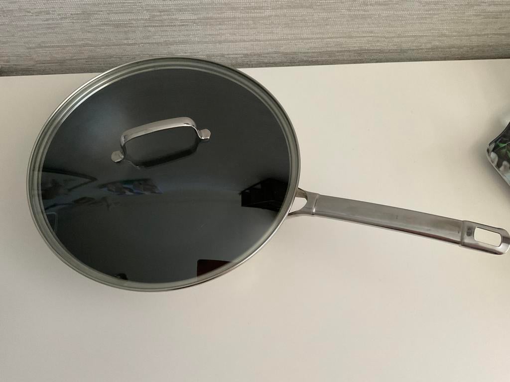 Wok met glazen deksel( Master chef), Ophalen, Zo goed als nieuw, Wok