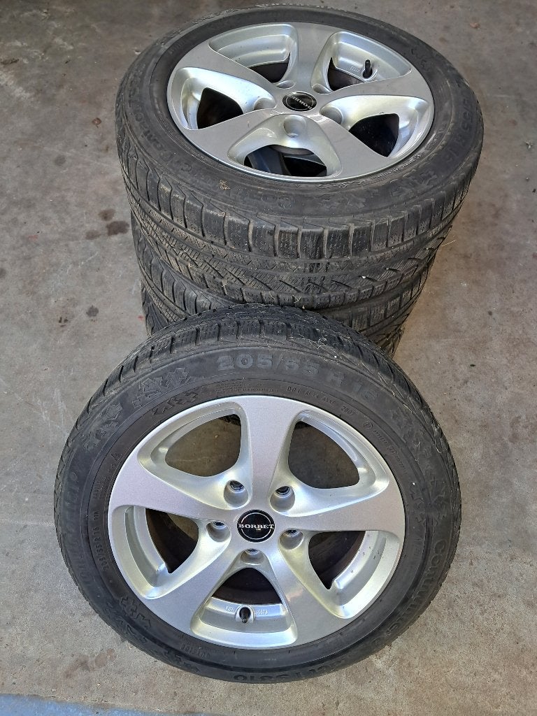 Borbet velgen met winterbanden 205/55 R16 BMW 3serie 1serie, Ophalen, Gebruikt, 16 inch, Banden en Velgen