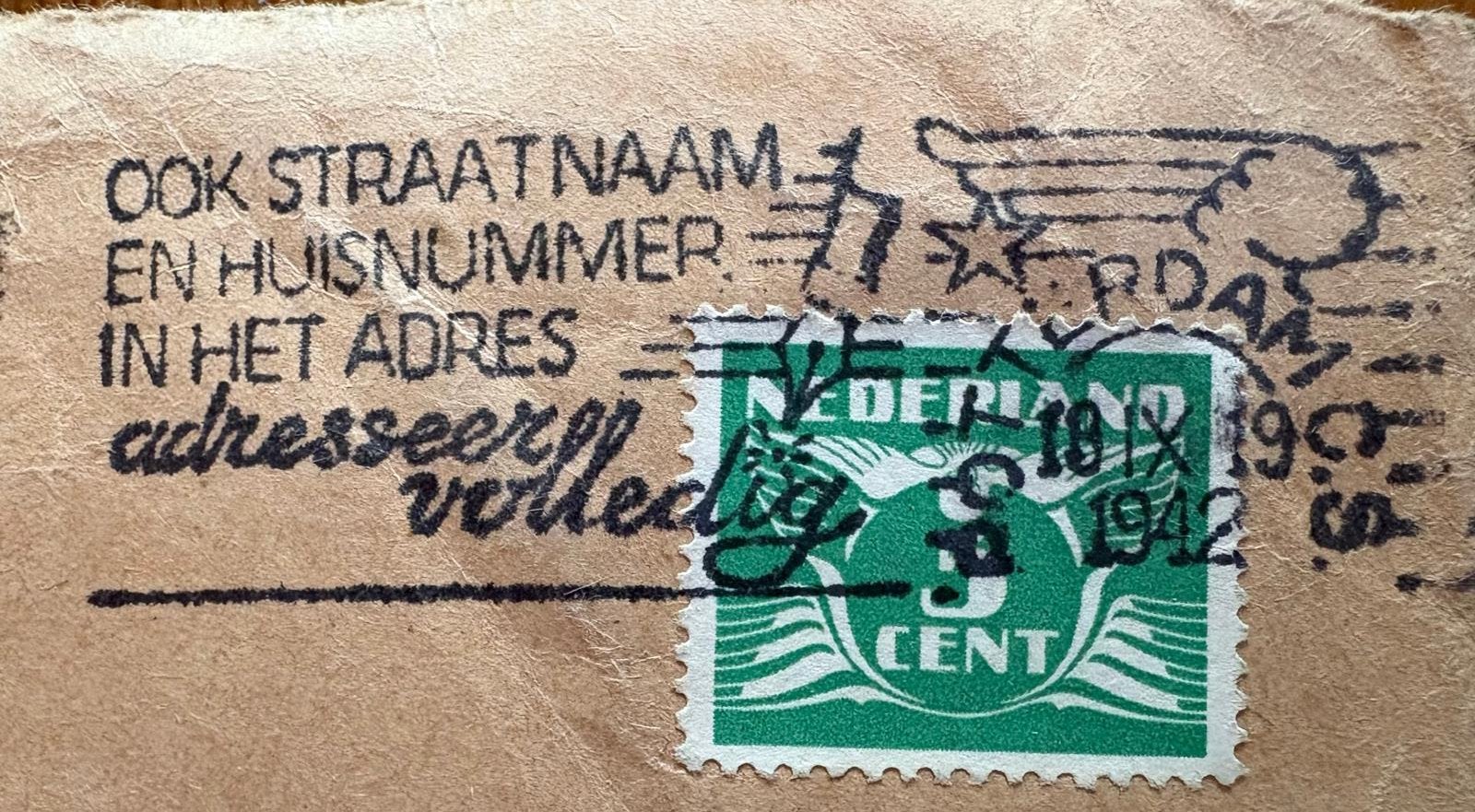 Postzegel 5 cent gestempeld 1942, Ophalen, Gestempeld