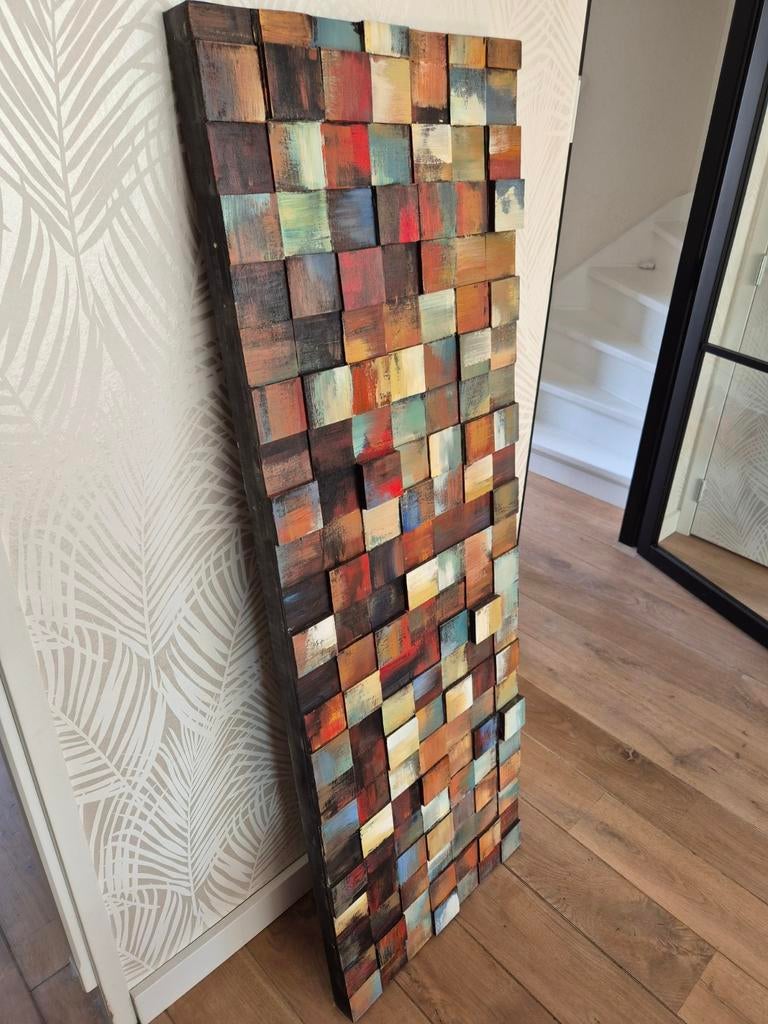Uniek Houten Kunstwerk 'More is More' - 150x50x7cm, Antiek en Kunst, Ophalen