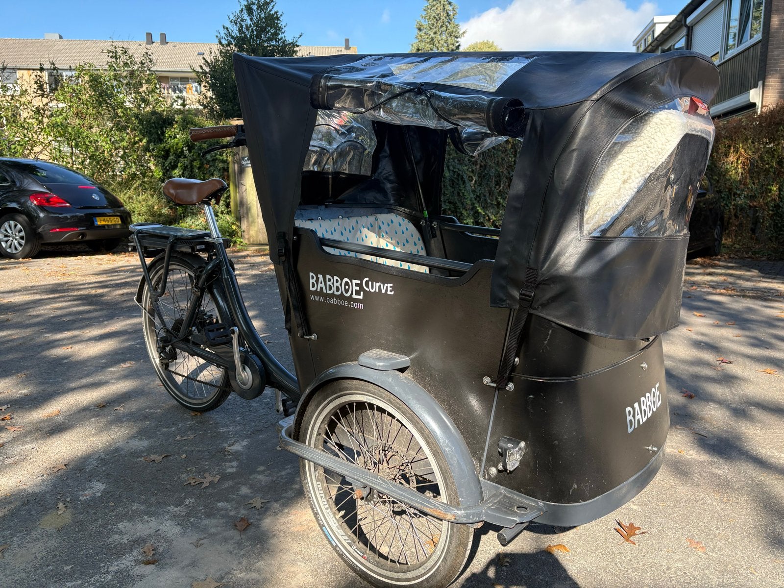 Babboe Curve Bakfiets met Maxi-Cosi standaard en huif, Ophalen, Zo goed als nieuw, 2 kinderen, Huif