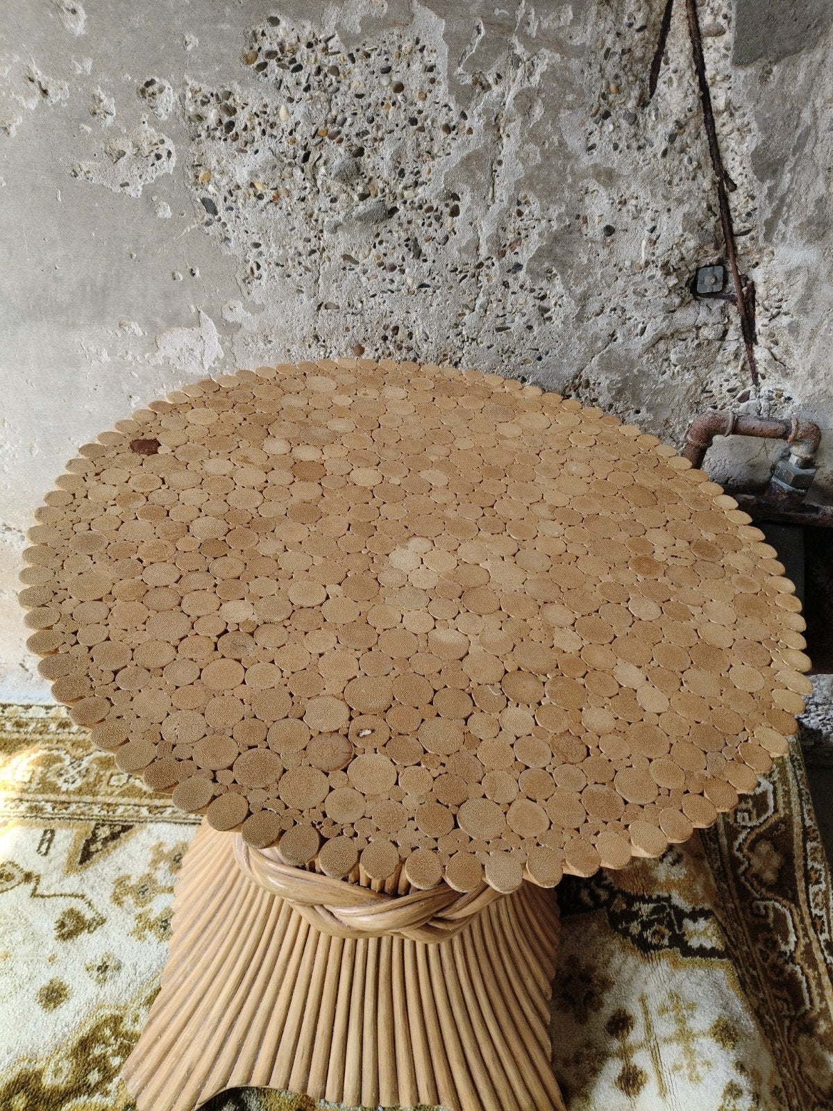 Foto 8 van Vintage tafel McGuire eettafel als bijzettafel plantentafel