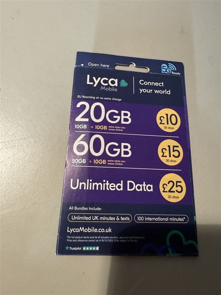 Lyca Mobile PAYG Simkaart - 4G / 5G Netwerk [EE UK], Nieuw &, Ophalen of Verzenden, Nieuw, KPN