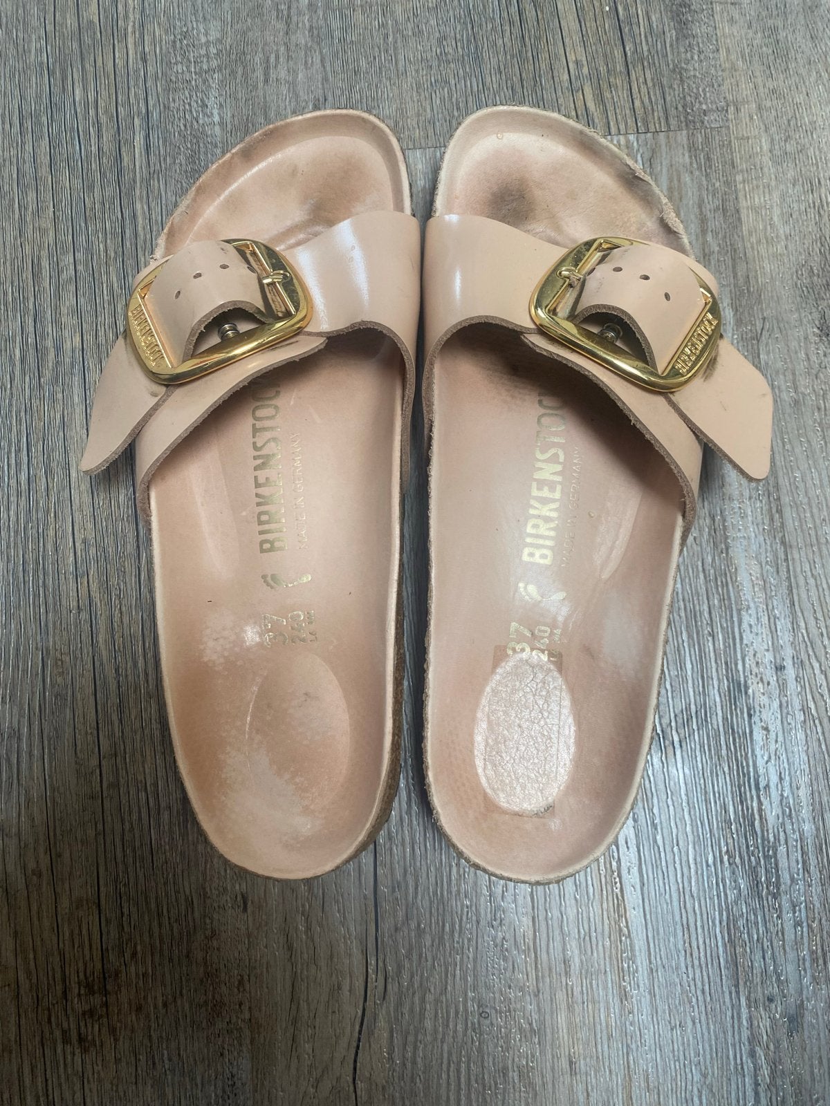 Birkenstock madrid big buckle slippers maat 37, Ophalen of Verzenden, Zo goed als nieuw, Beige, Slippers