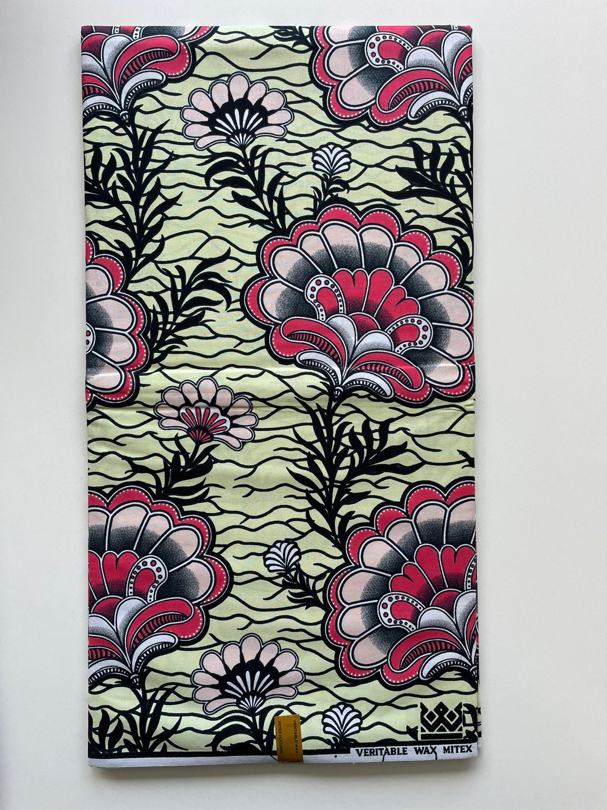 Afrikaanse stof 2 yards 100% katoen, Verzenden, Beige, Nieuw, 30 tot 120 cm
