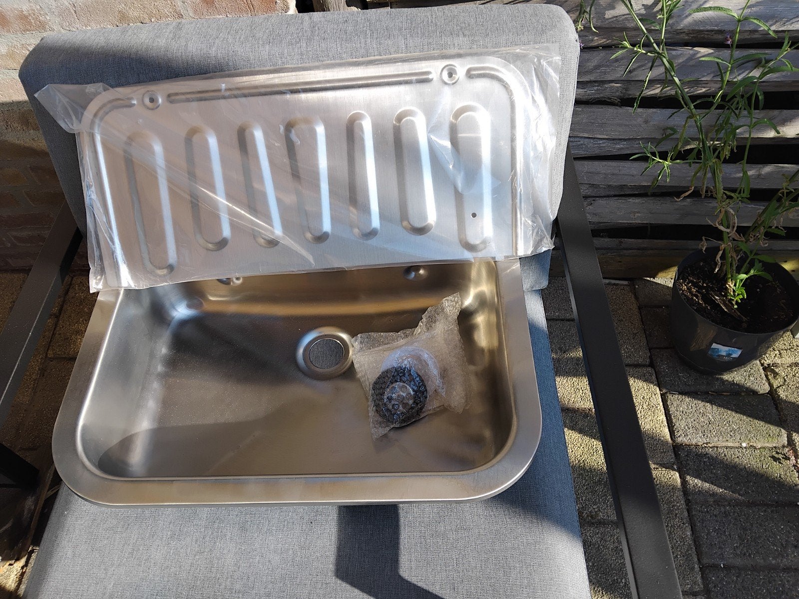 Nieuwe RVS spoelbak met afdruiprek, Ophalen, Nieuw