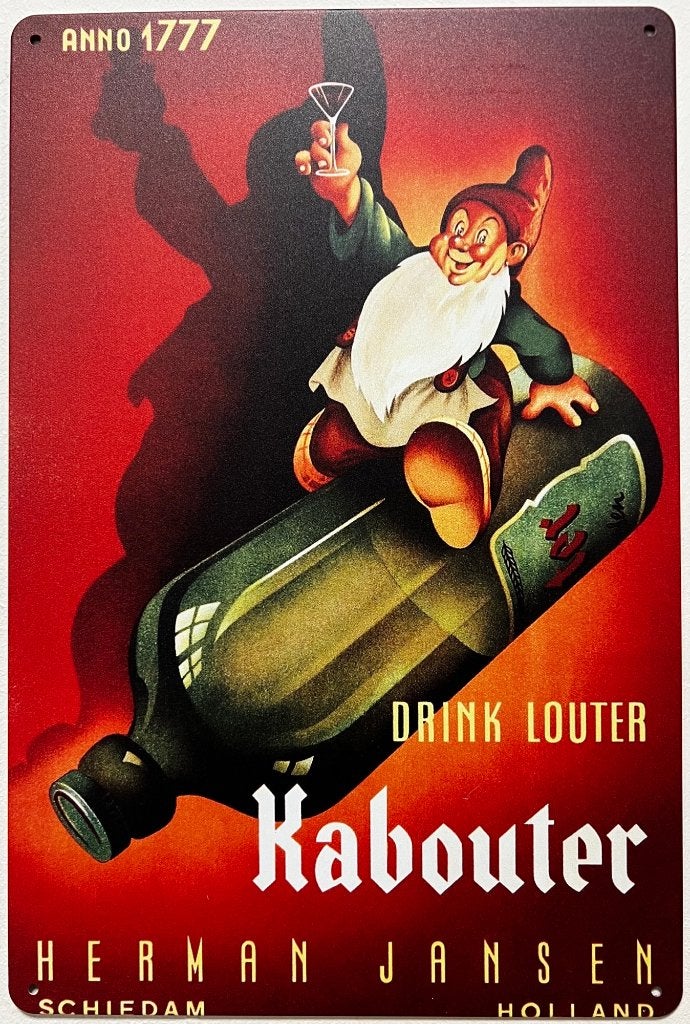 Louter Kabouter Fles jenever reclamebord van metaal wandbord, Verzamelen, Reclamebord, Info@deconoord.nl, Nieuw, Ophalen of Verzenden