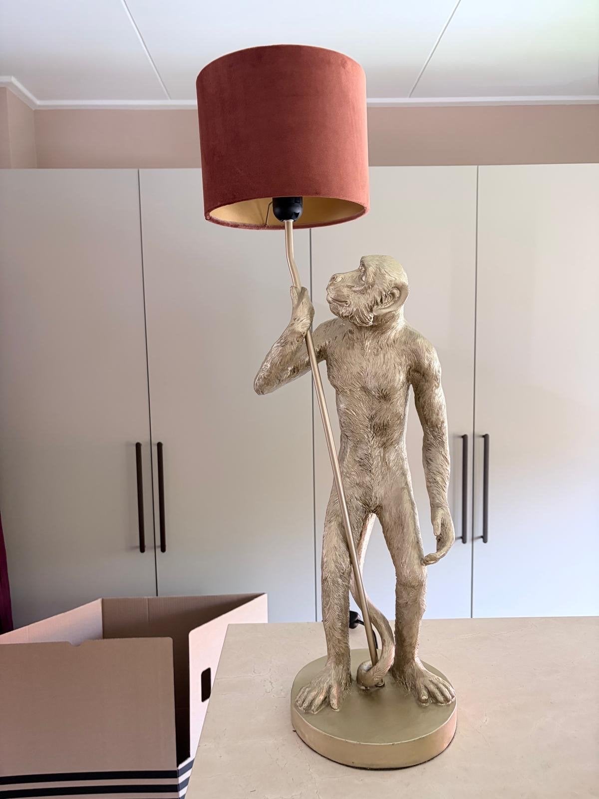 Gouden apen tafellamp, Goud, E27 (groot), Zo goed als nieuw, Modern