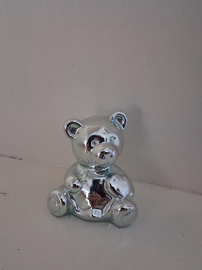Verzilverd Beertje – Decoratiebeeldje met hartje – 5cm, Ophalen of Verzenden, Zo goed als nieuw, Dier