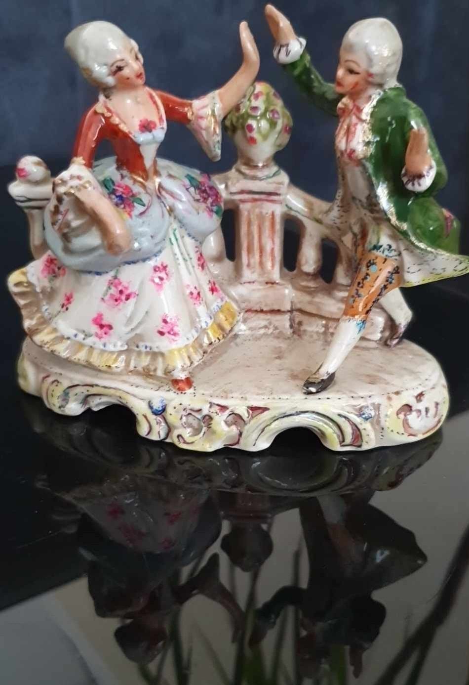 Antieke Dresden Handbeschilderde beeld., Ophalen of Verzenden