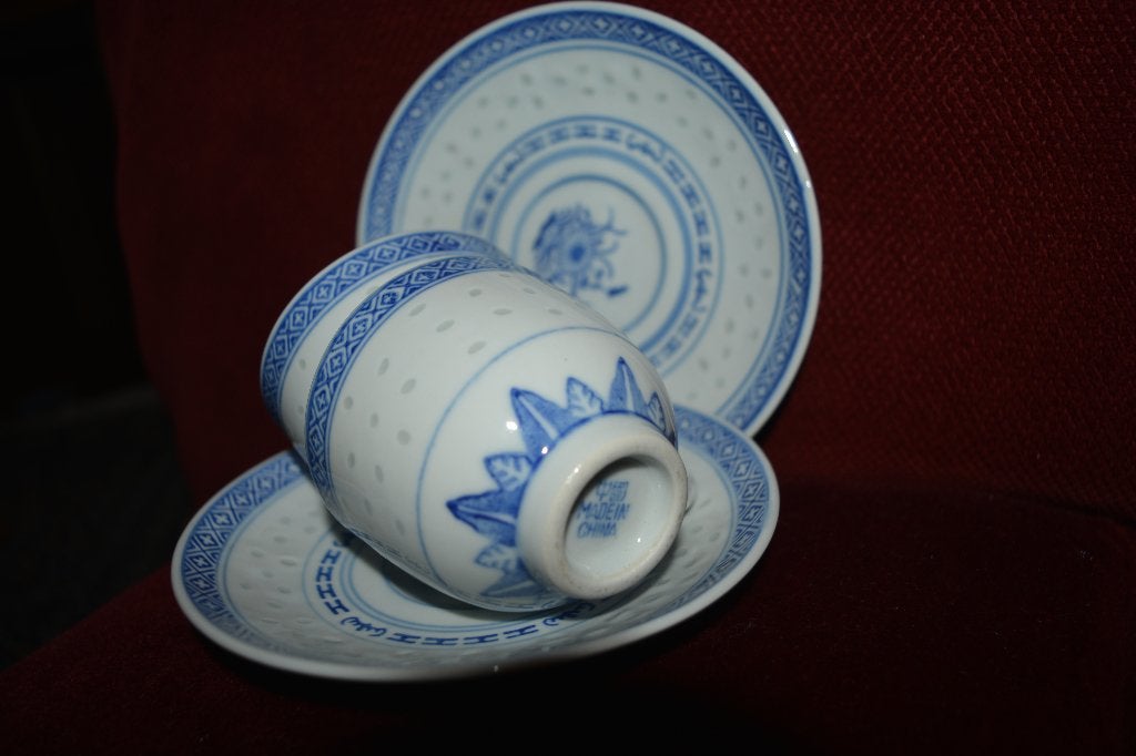 lotusbloem Jingdezhen vintage 2 x kop en schotels, Ophalen of Verzenden