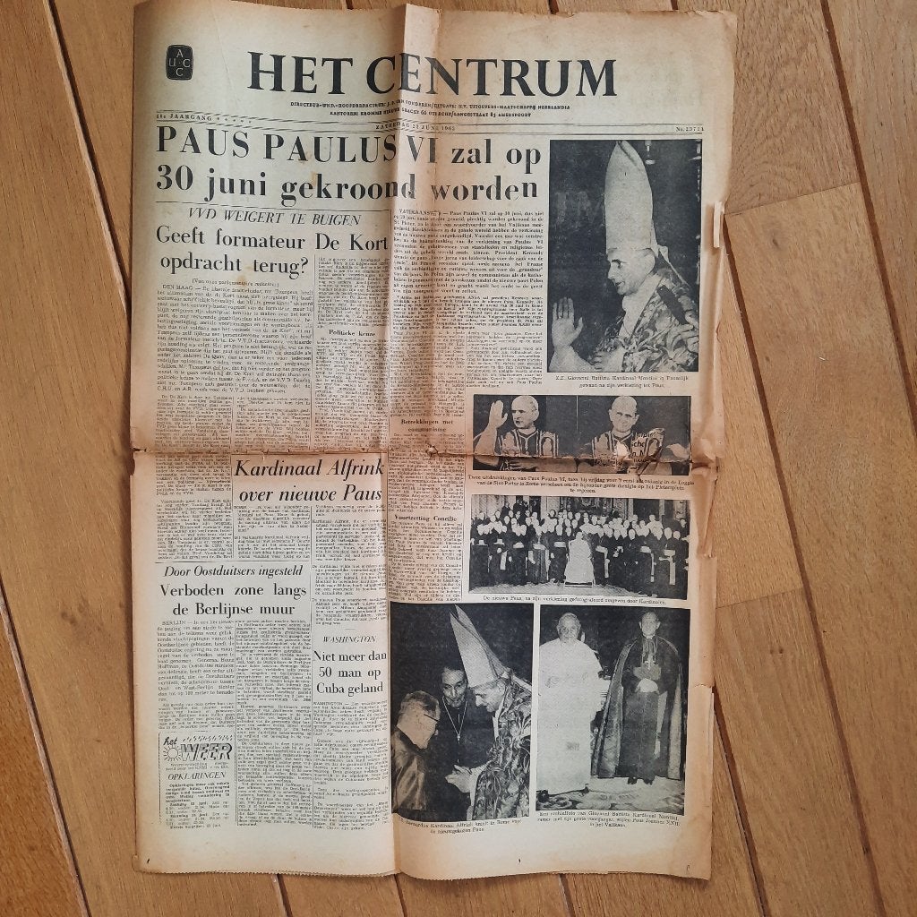 Krant Het Centrum - 22 juni 1963 - Paus Paulus VI, Ophalen of Verzenden
