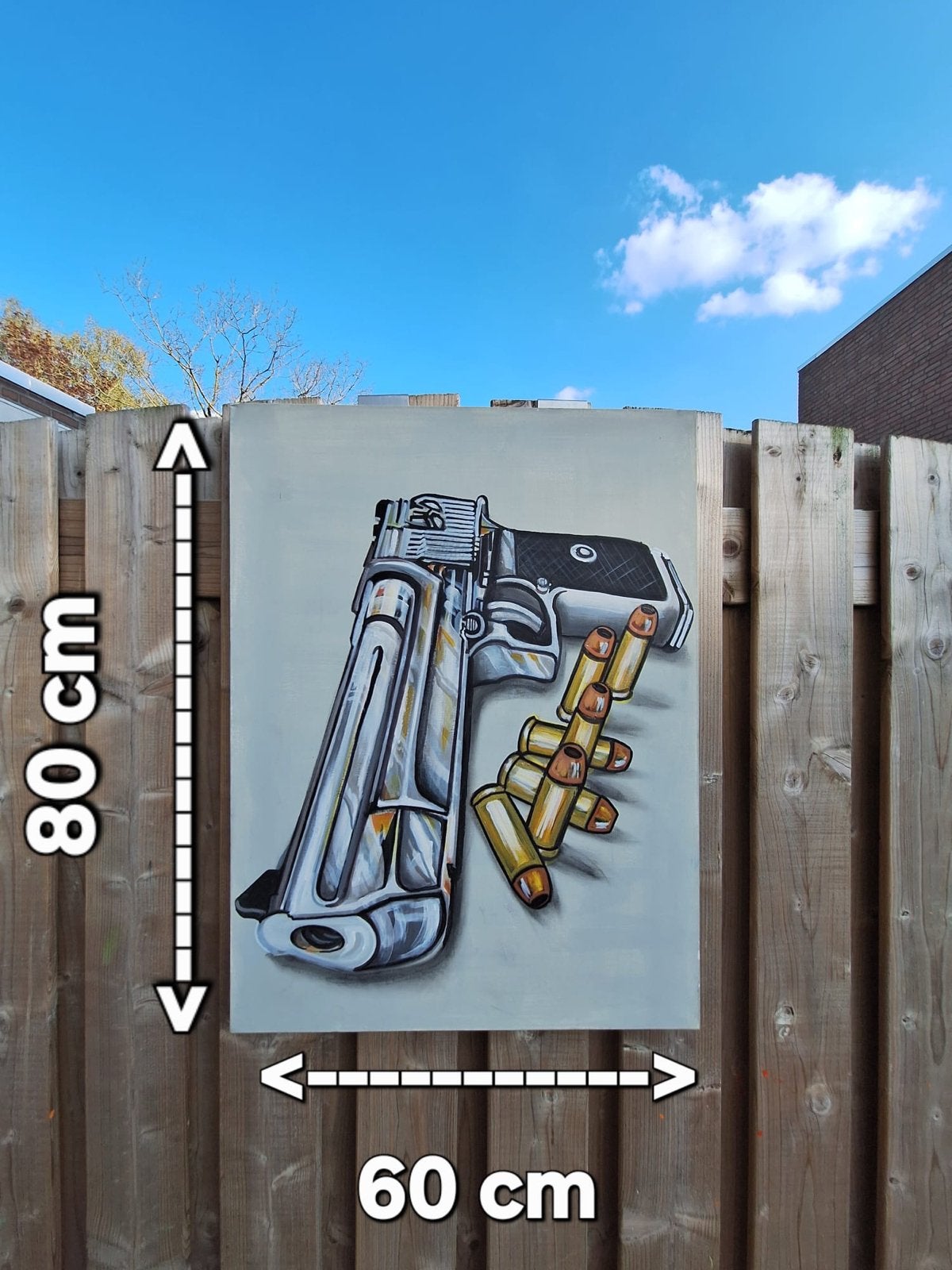 Desert Eagle .44 Handgeschilderd Schilderij - Uniek Kunstwer, Overig onderwerp, Handgeschilderd, Ophalen of Verzenden, Overige materialen