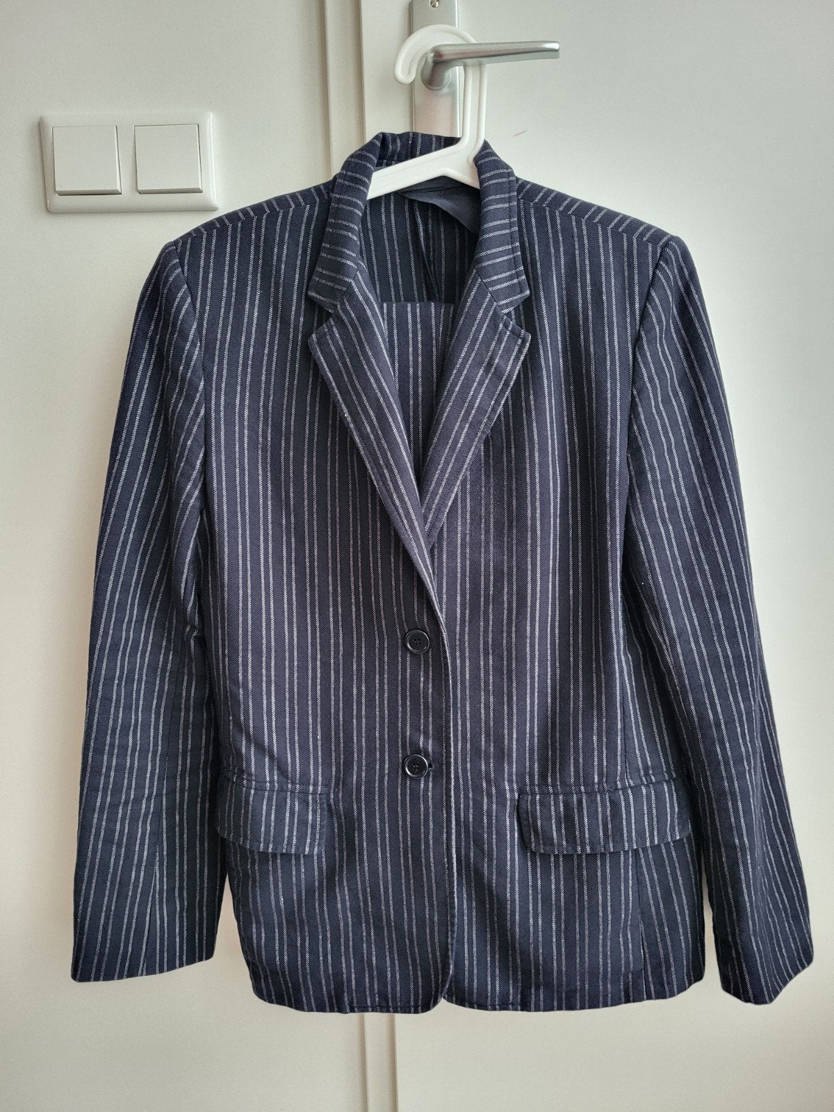 MaxMara Tweedelig Linnen/Katoenen Pak, Blauw, MaxMara, Maat 42/44 (L), Ophalen of Verzenden