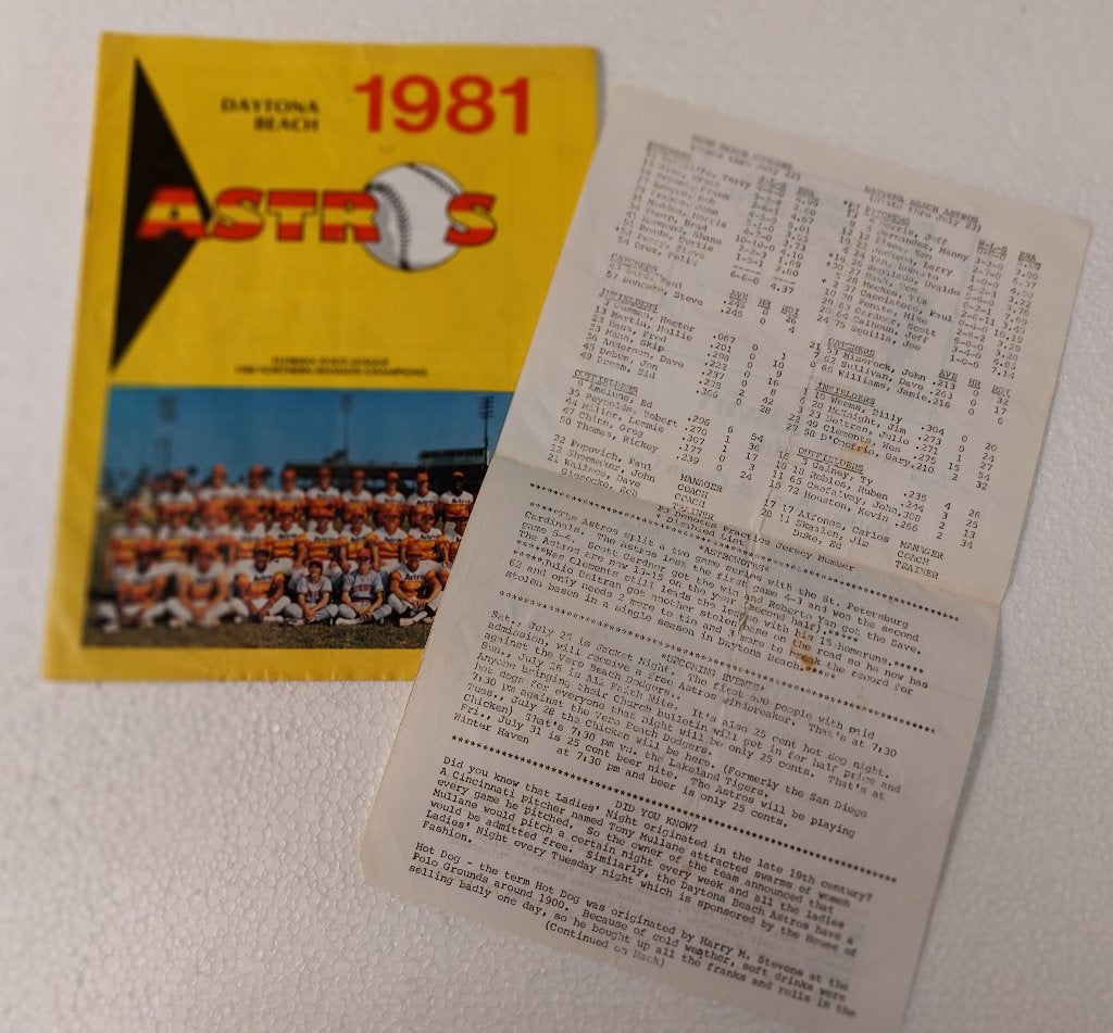 Daytona Beach Astros programma 1981 Baseball Honkbal USA, Honkbal, Gebruikt, NvT, NvT