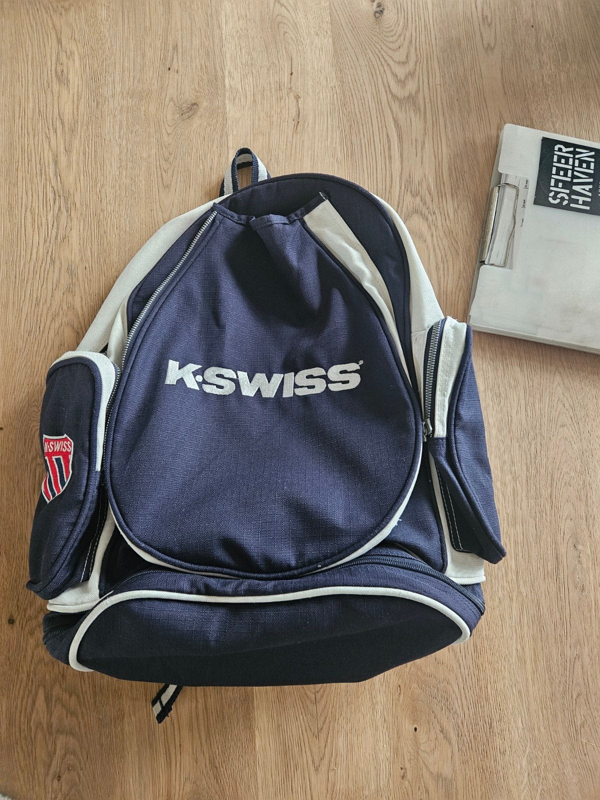 K-Swiss Rugzak - Donkerblauw met Wit, Overige merken, Gebruikt, 25 tot 40 cm, Ophalen of Verzenden