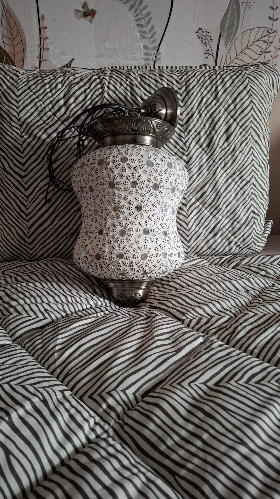 Oosterse hanglamp wit met mozaïek, Wit, Overige merken, Overige fittingen, Ophalen of Verzenden