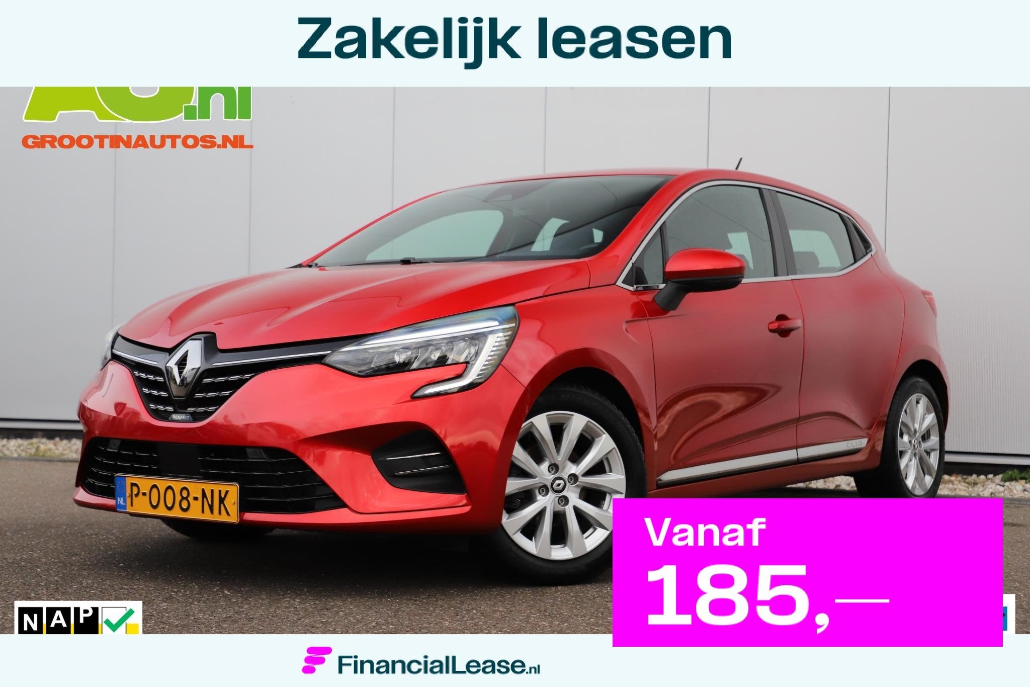 Renault Clio 1.0 TCe Intens Half Leder 16 inch LMV LED Navig, Voorwielaandrijving, Gebruikt, Euro 6, Leder en Stof