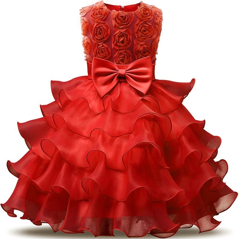 Rode meisjes bloemen jurk prinsessenjurk prinsessen kinder, Verzenden, Nieuw, Meisje