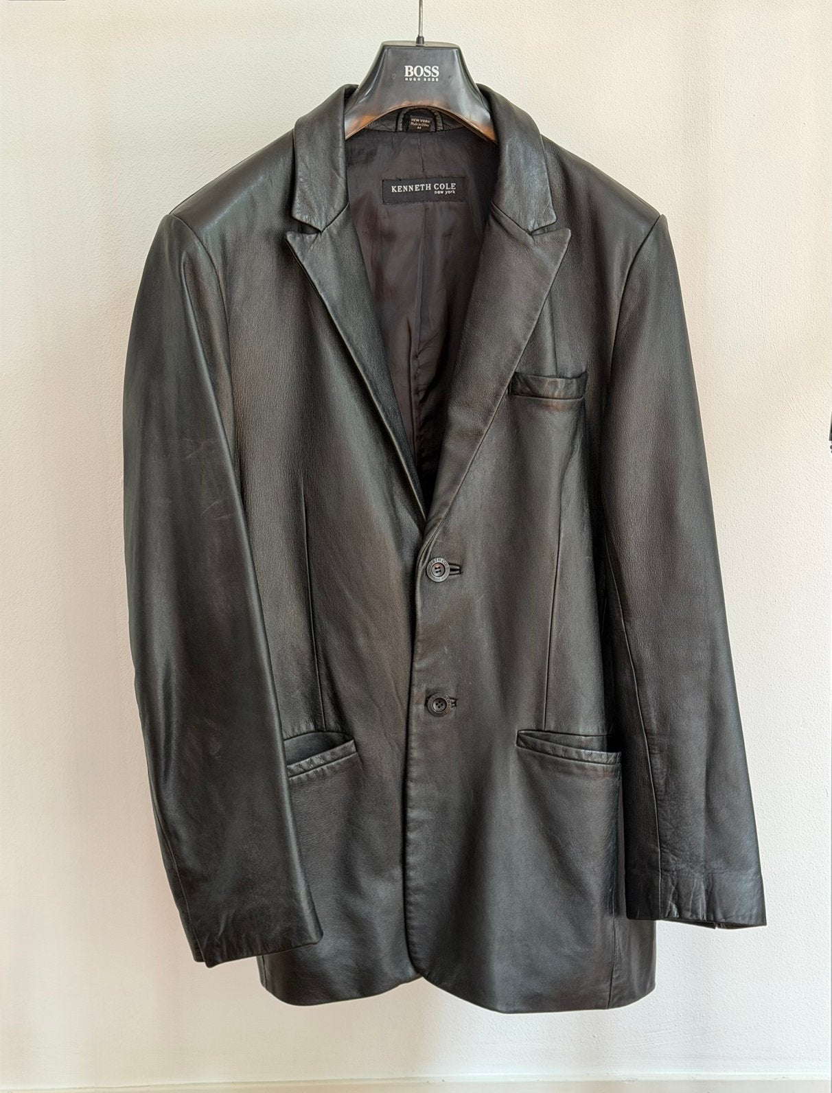 Kenneth Cole zwart leren colbert maat M (50), Ophalen of Verzenden, Nieuw, Maat 48/50 (M), Zwart