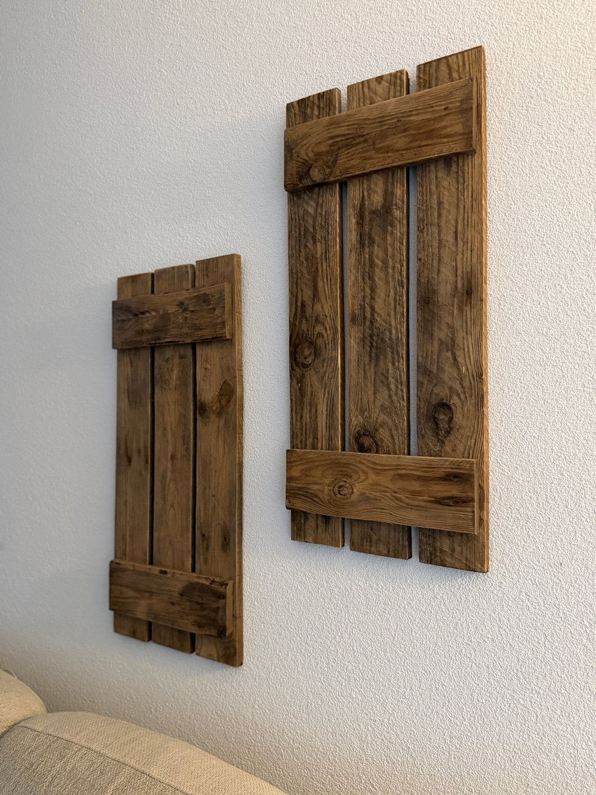 Set van 2 houten wandpanelen - Rustieke decoratie, Ophalen, Hout, Zo goed als nieuw, Bruin