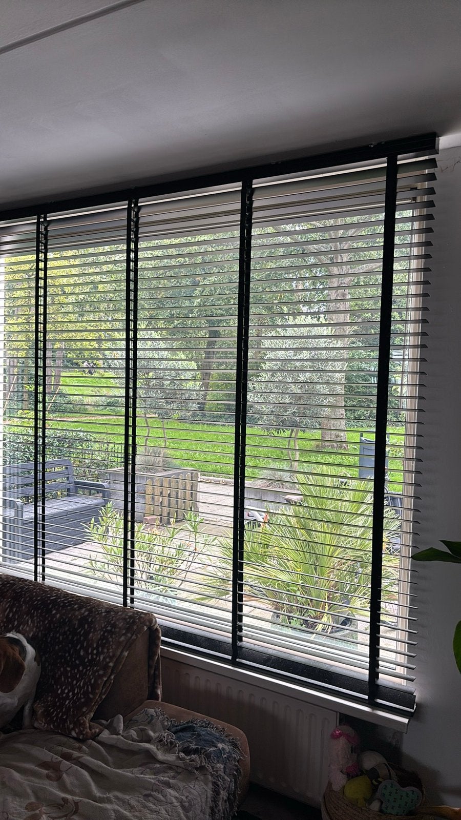 Zwarte houten jaloezieën 260x200 cm van 123jaloezieën, Jaloezie, Gebruikt, Overige merken, Zwart