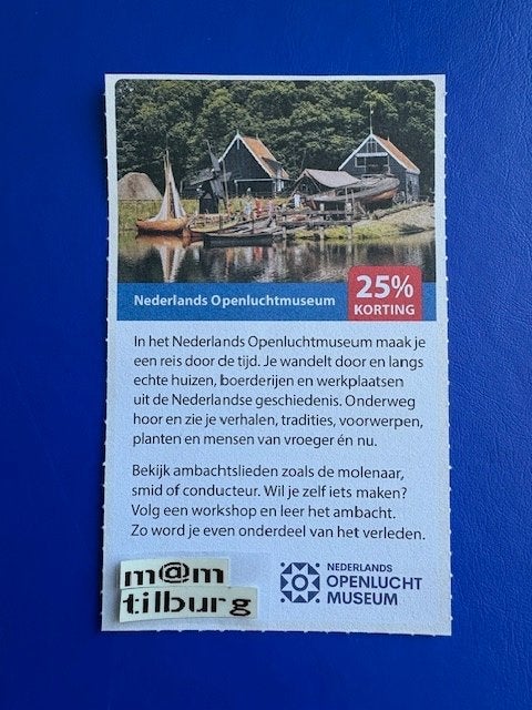 Nederlands Openluchtmuseum 25 % korting, Tickets en Kaartjes, Drie personen of meer, Kortingskaart