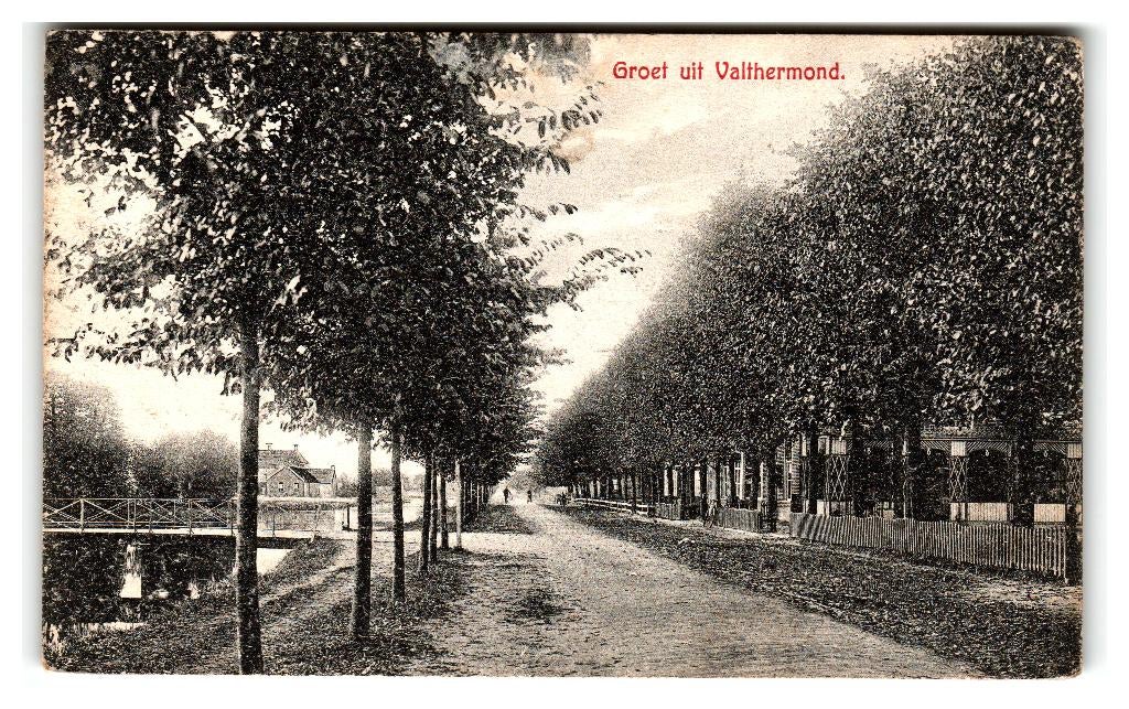 Valthermond, Groet uit Valthermond - Treinstempel, Verzamelen, Ophalen of Verzenden, 1920 tot 1940, Gelopen, Drenthe